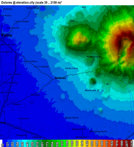 Zoom OUT 2x Dolores, Philippines elevation map