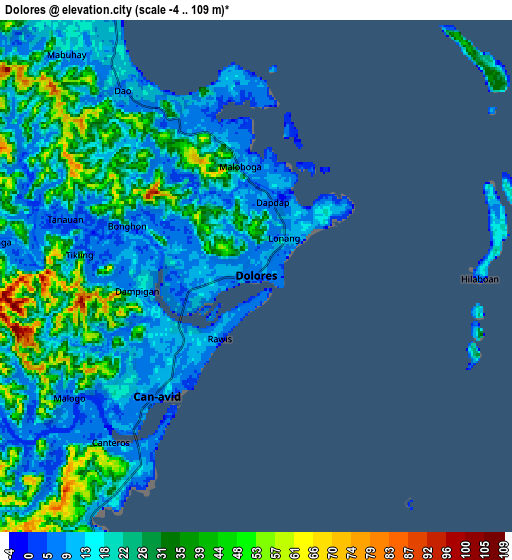 Zoom OUT 2x Dolores, Philippines elevation map