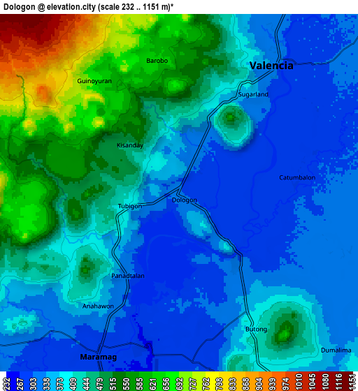 Zoom OUT 2x Dologon, Philippines elevation map