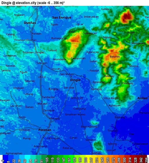 Zoom OUT 2x Dingle, Philippines elevation map