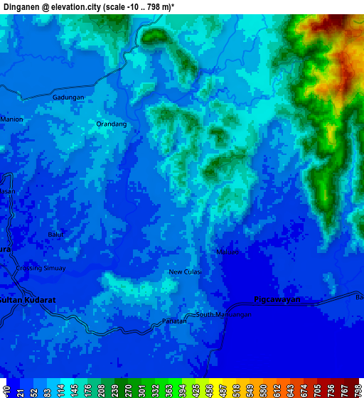 Zoom OUT 2x Dinganen, Philippines elevation map