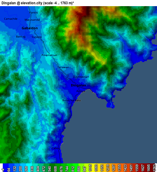 Zoom OUT 2x Dingalan, Philippines elevation map