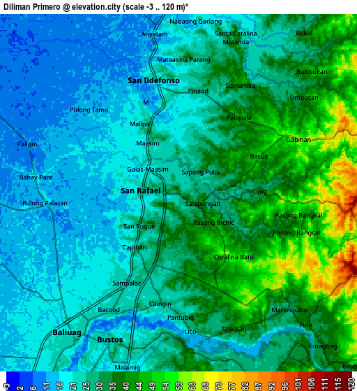 Zoom OUT 2x Diliman Primero, Philippines elevation map