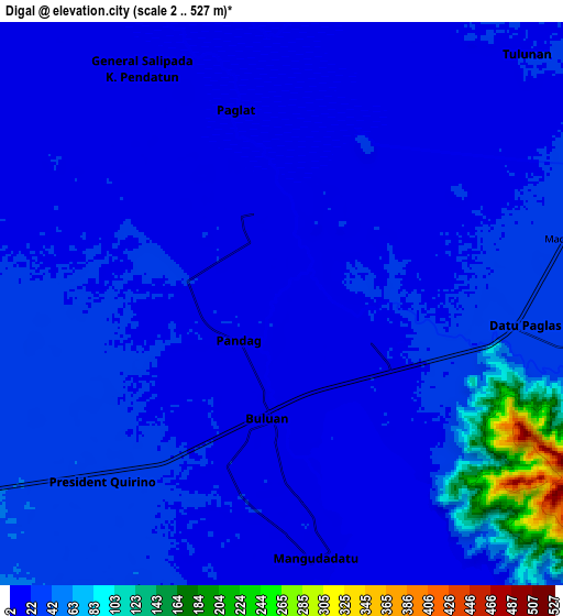 Zoom OUT 2x Digal, Philippines elevation map