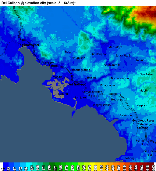 Zoom OUT 2x Del Gallego, Philippines elevation map