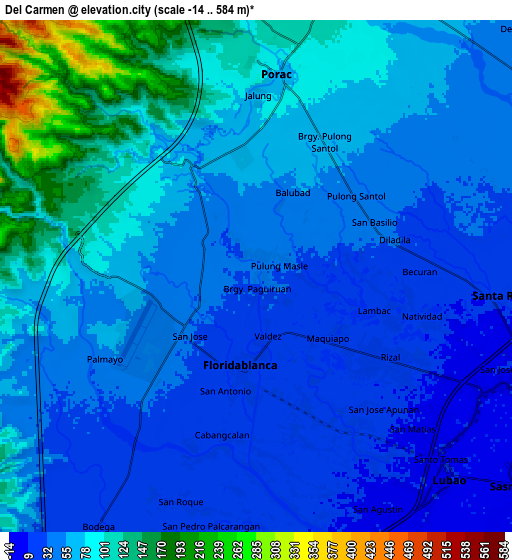 Zoom OUT 2x Del Carmen, Philippines elevation map