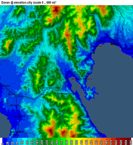 Zoom OUT 2x Davan, Philippines elevation map