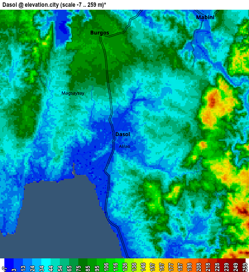 Zoom OUT 2x Dasol, Philippines elevation map