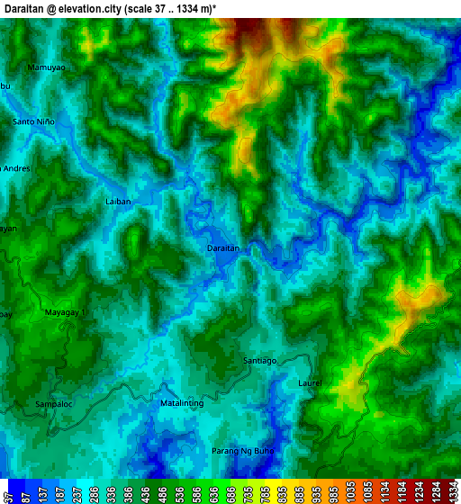 Zoom OUT 2x Daraitan, Philippines elevation map