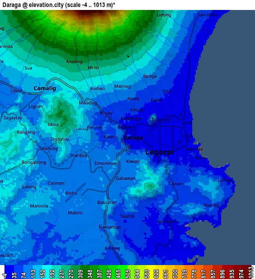 Zoom OUT 2x Daraga, Philippines elevation map
