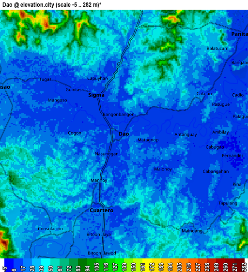 Zoom OUT 2x Dao, Philippines elevation map