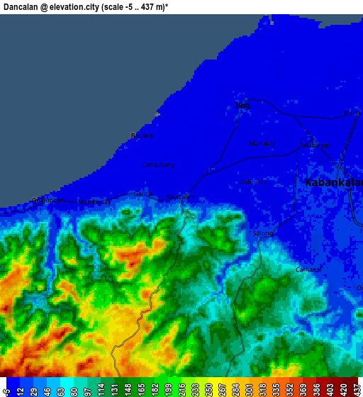 Zoom OUT 2x Dancalan, Philippines elevation map