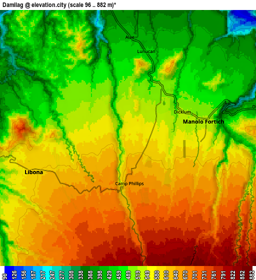 Zoom OUT 2x Damilag, Philippines elevation map