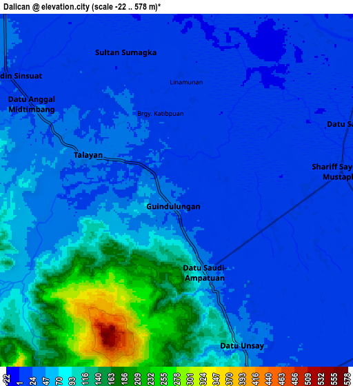 Zoom OUT 2x Dalican, Philippines elevation map