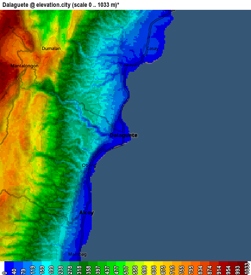 Zoom OUT 2x Dalaguete, Philippines elevation map