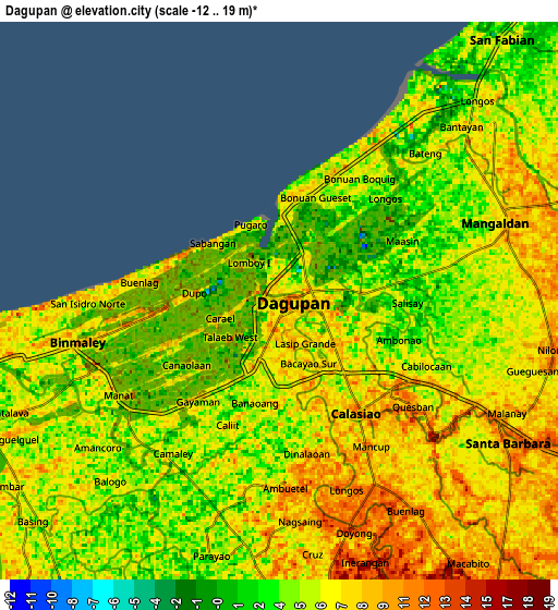 Zoom OUT 2x Dagupan, Philippines elevation map