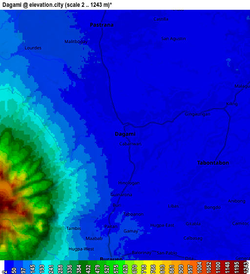 Zoom OUT 2x Dagami, Philippines elevation map