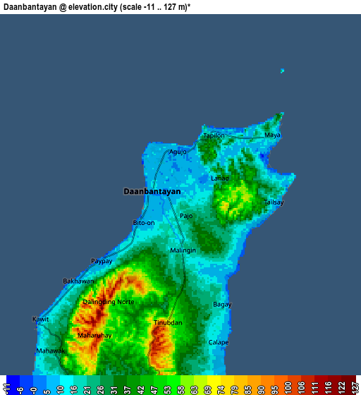 Zoom OUT 2x Daanbantayan, Philippines elevation map