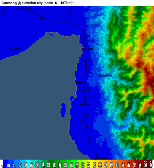 Zoom OUT 2x Cuambog, Philippines elevation map