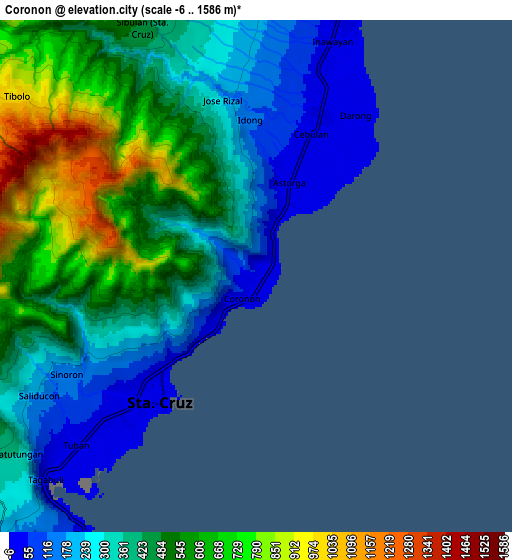 Zoom OUT 2x Coronon, Philippines elevation map