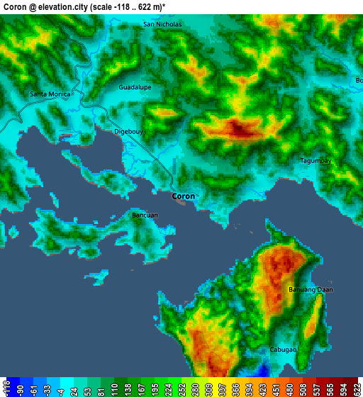 Zoom OUT 2x Coron, Philippines elevation map