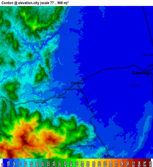 Zoom OUT 2x Cordon, Philippines elevation map