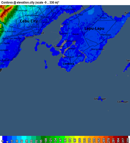 Zoom OUT 2x Cordova, Philippines elevation map