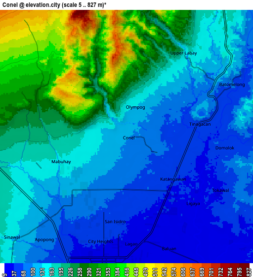 Zoom OUT 2x Conel, Philippines elevation map