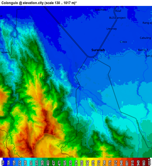 Zoom OUT 2x Colongulo, Philippines elevation map