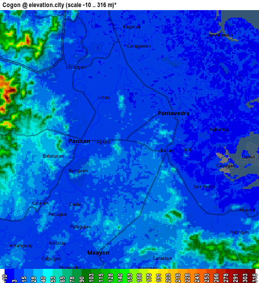 Zoom OUT 2x Cogon, Philippines elevation map