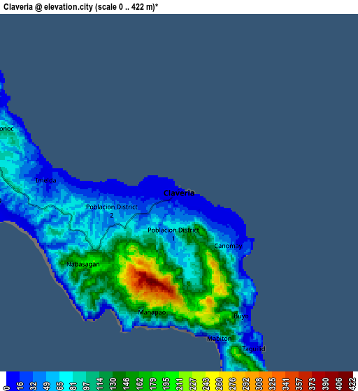 Zoom OUT 2x Claveria, Philippines elevation map