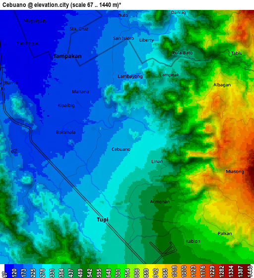 Zoom OUT 2x Cebuano, Philippines elevation map