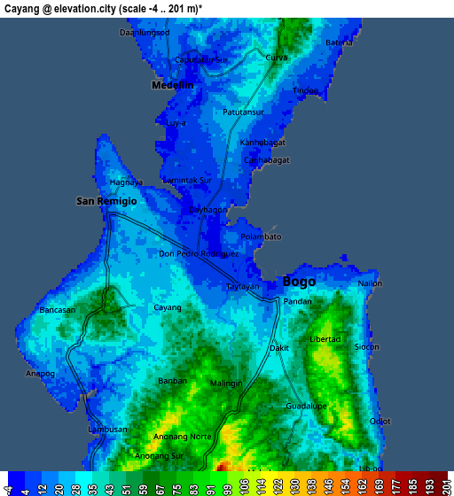 Zoom OUT 2x Cayang, Philippines elevation map