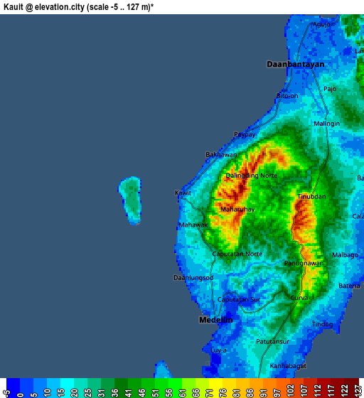 Zoom OUT 2x Kauit, Philippines elevation map