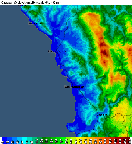 Zoom OUT 2x Cawayan, Philippines elevation map