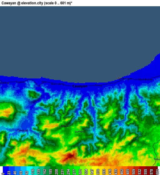 Zoom OUT 2x Cawayan, Philippines elevation map