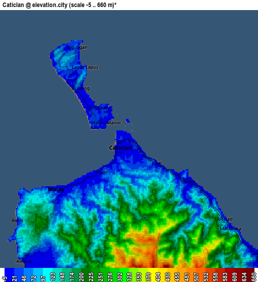 Zoom OUT 2x Caticlan, Philippines elevation map