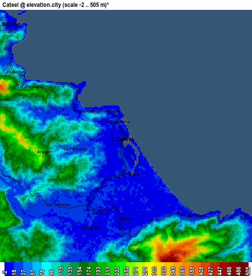 Zoom OUT 2x Cateel, Philippines elevation map