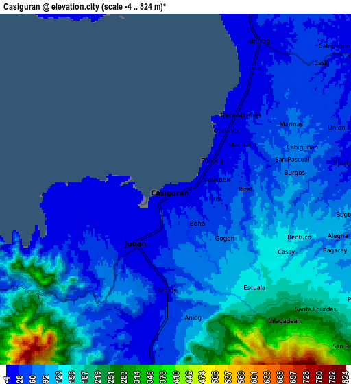 Zoom OUT 2x Casiguran, Philippines elevation map