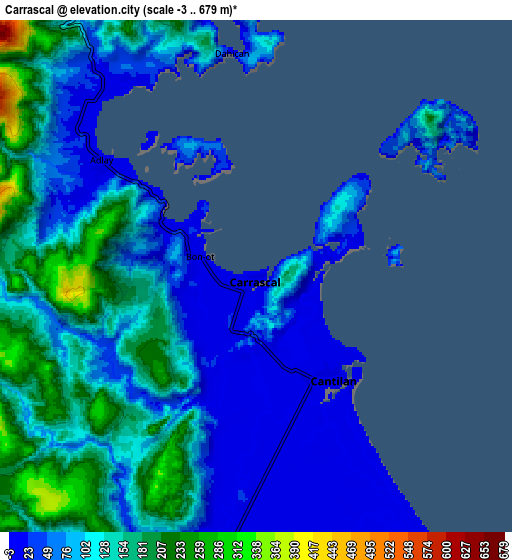 Zoom OUT 2x Carrascal, Philippines elevation map