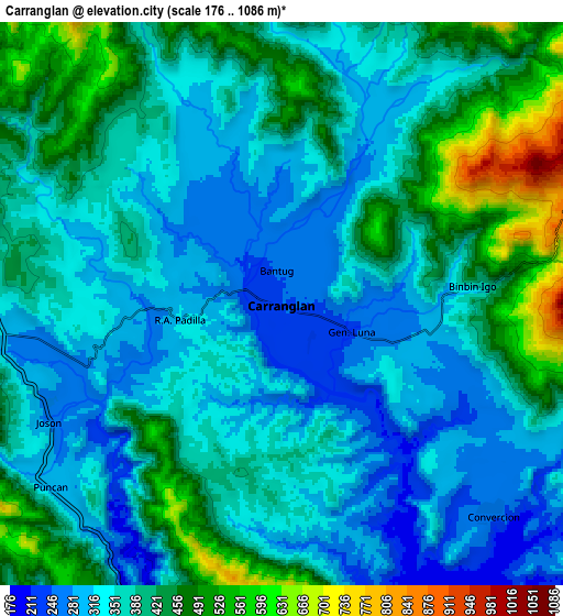 Zoom OUT 2x Carranglan, Philippines elevation map