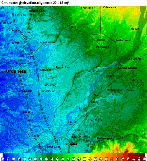 Zoom OUT 2x Carusucan, Philippines elevation map