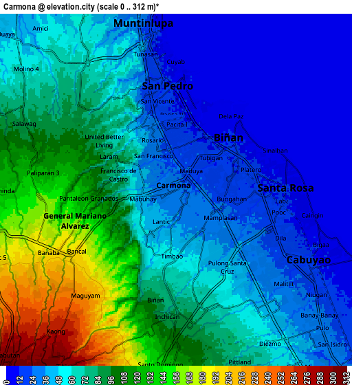 Zoom OUT 2x Carmona, Philippines elevation map