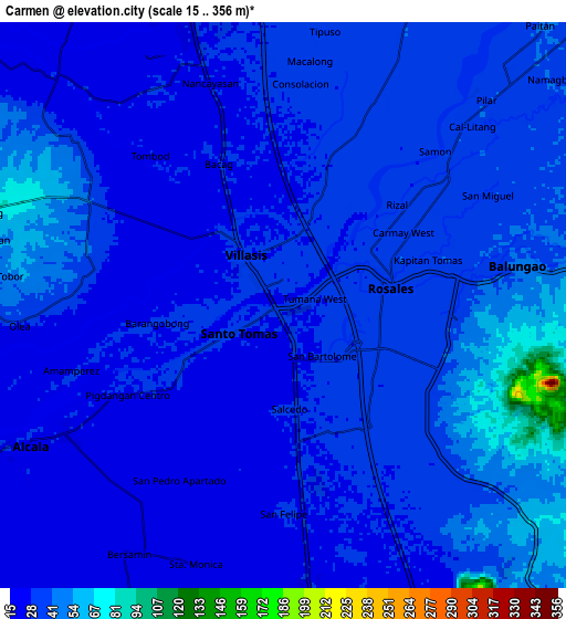 Zoom OUT 2x Carmen, Philippines elevation map