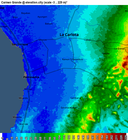 Zoom OUT 2x Carmen Grande, Philippines elevation map