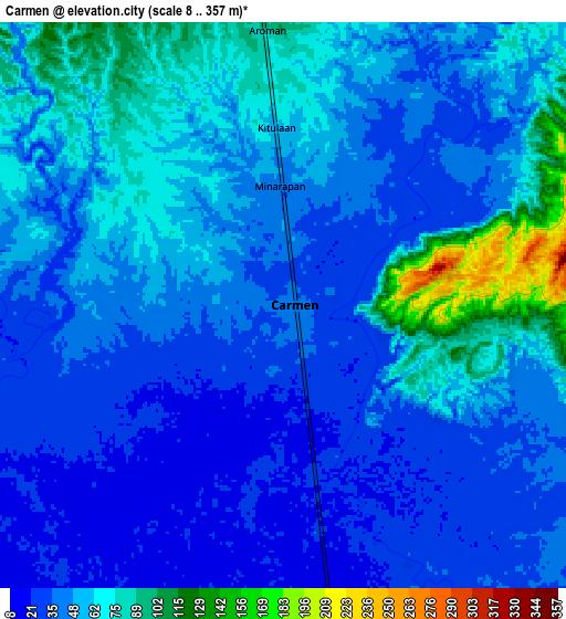 Zoom OUT 2x Carmen, Philippines elevation map