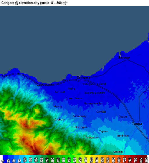 Zoom OUT 2x Carigara, Philippines elevation map