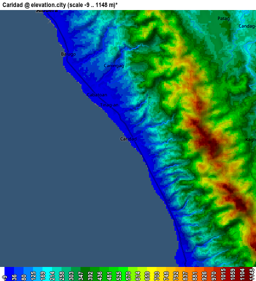 Zoom OUT 2x Caridad, Philippines elevation map