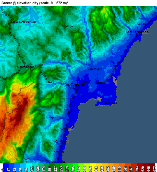 Zoom OUT 2x Carcar, Philippines elevation map