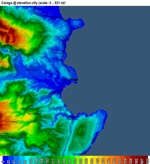 Zoom OUT 2x Caraga, Philippines elevation map